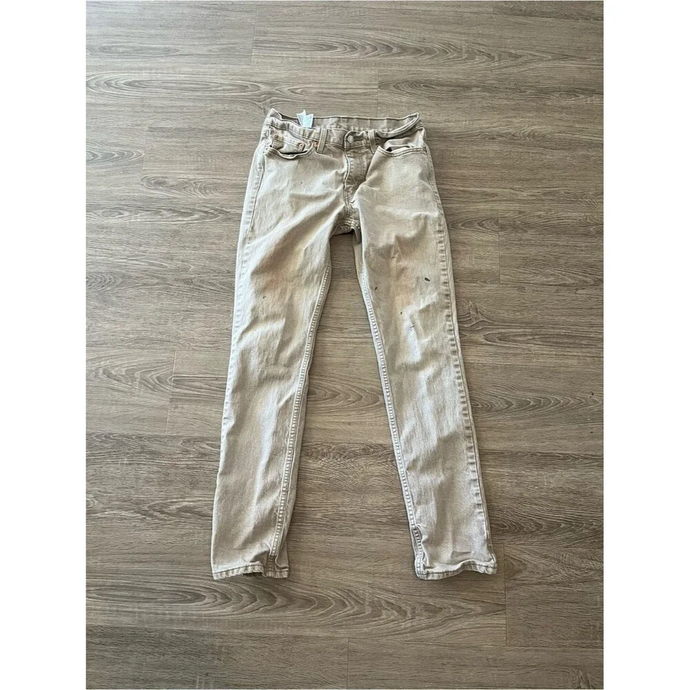 Levi’s 511 Slim Khaki Jeans Mens 32x34 Beige Stretch Denim Distressed Pants